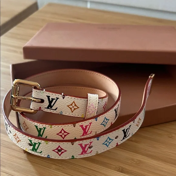 Louis Vuitton Rare Murakami Monogram Belt - NIB LOUIS VUITTON - MURAKAMI MULTICOLOUR MONOGRAM SLIM BELT – RE  main image 3